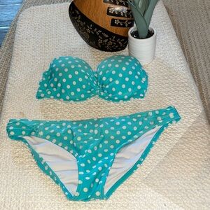 Teal Polka Dot Bikini Set Top is a Medium Bottom are Large